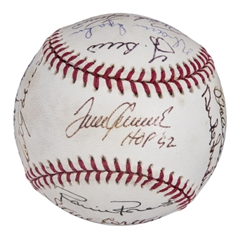 Hall Of Famers Multi Signed ONL Coleman Baseball With 16 Signatures Including Berra, Spahn & Robinson (JSA)